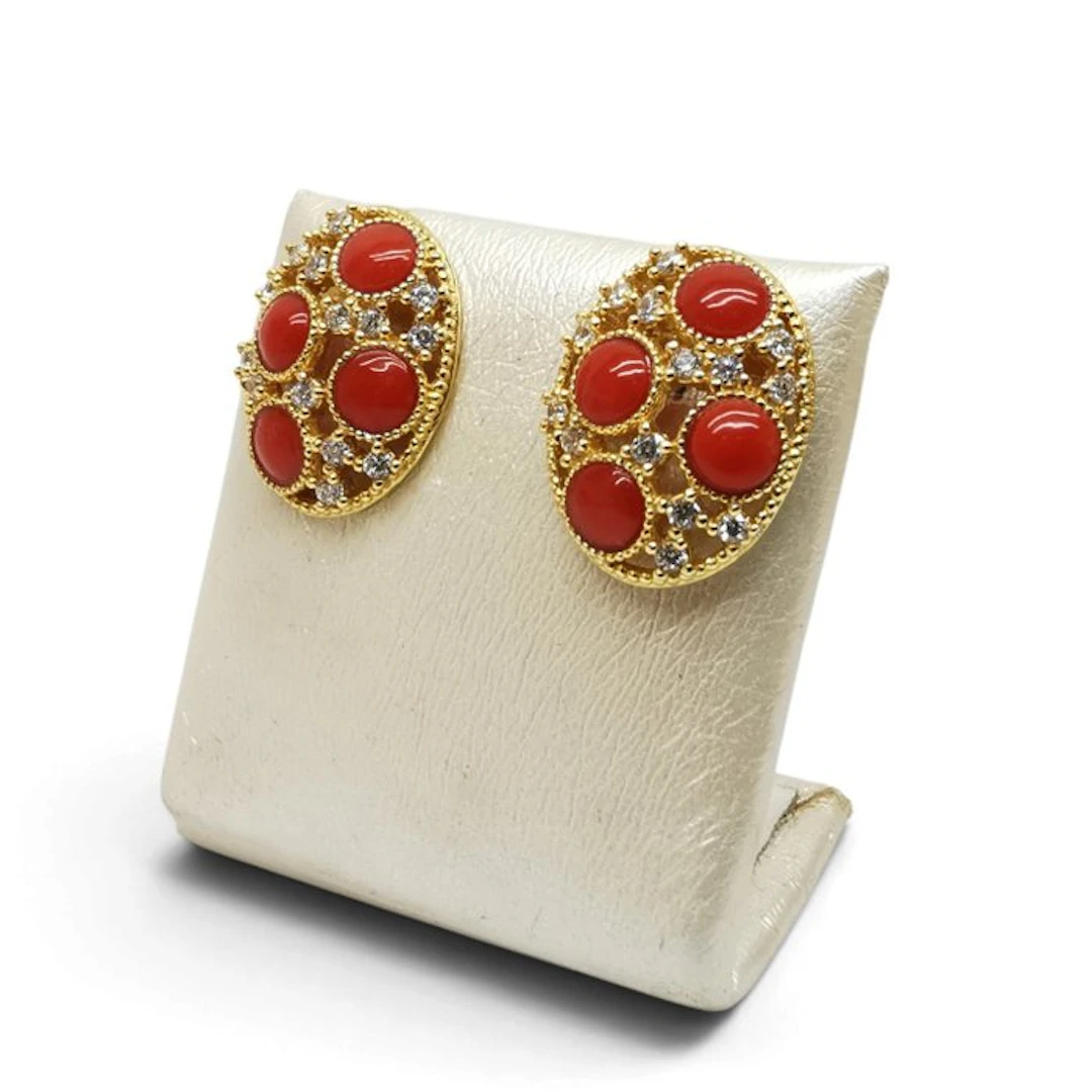 Coral - Silver - Earrings - Italian craftsmanship