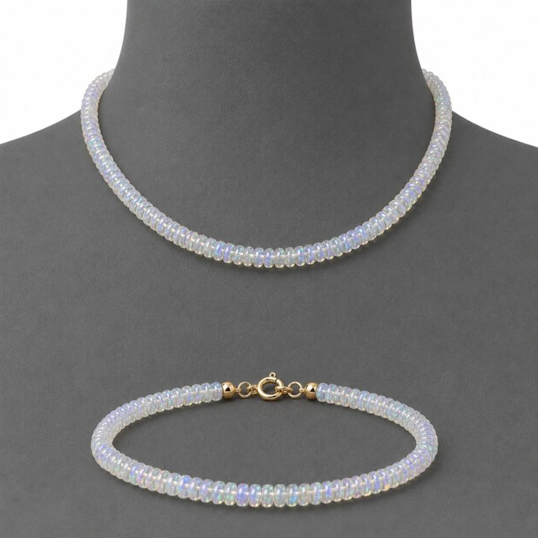 Opal - Silver - 2 piece jewellery set