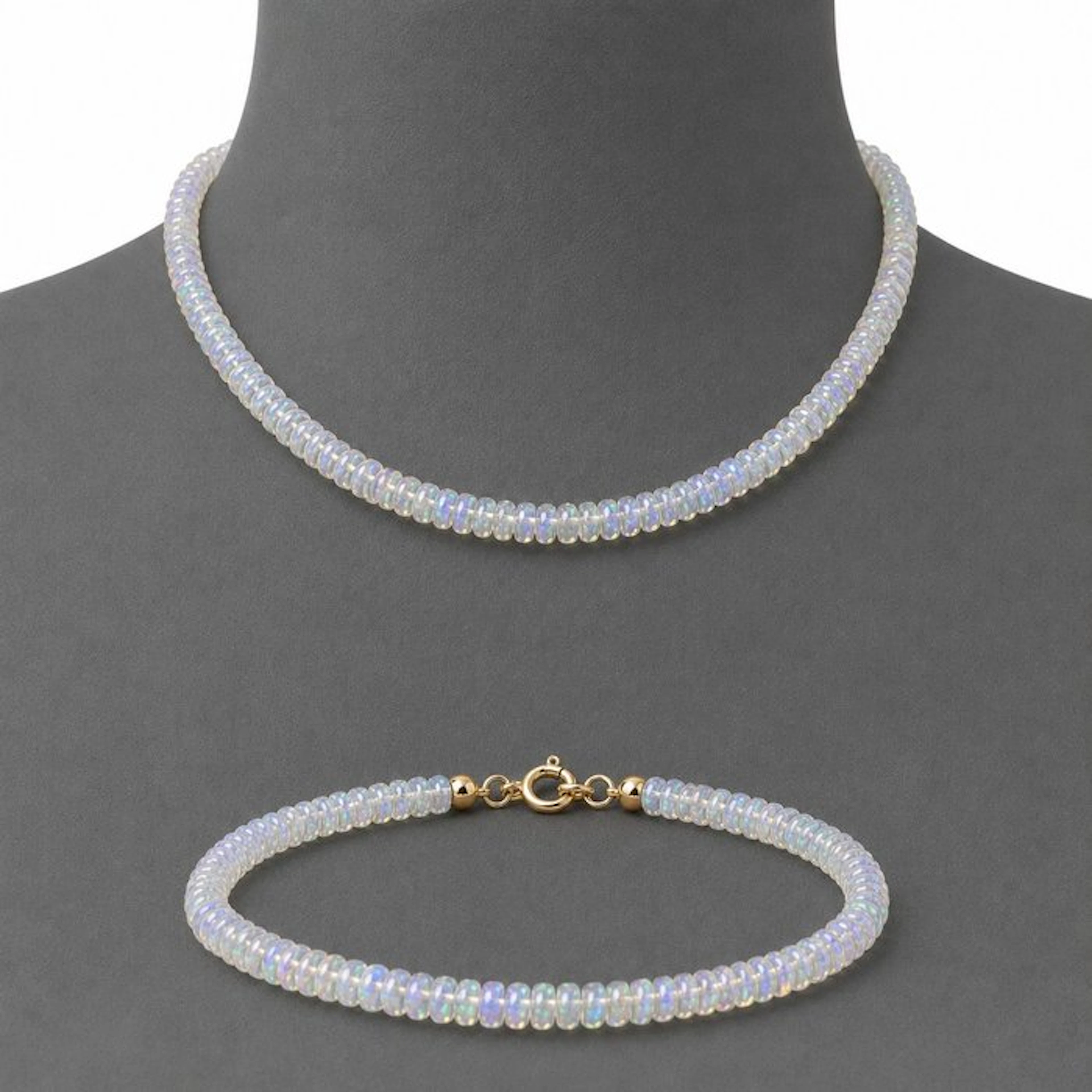 Opal - Silver - 2 piece jewellery set