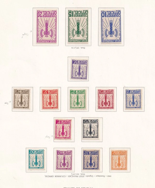 France 1943 - Francisque not fully issued. - Yvert n°1/15