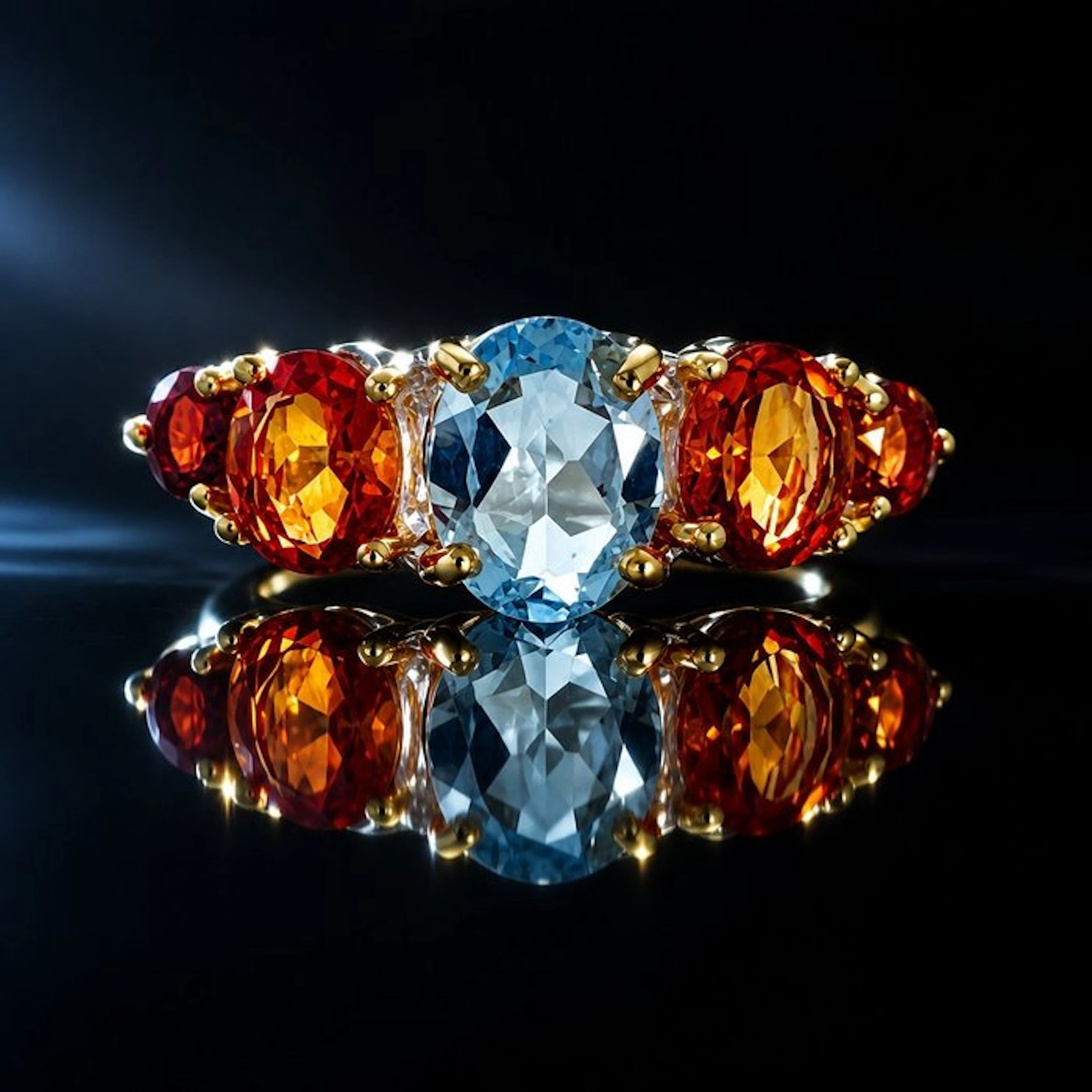 No reserve price - Ring 925 sterling silver - set with citrine and blue topaz