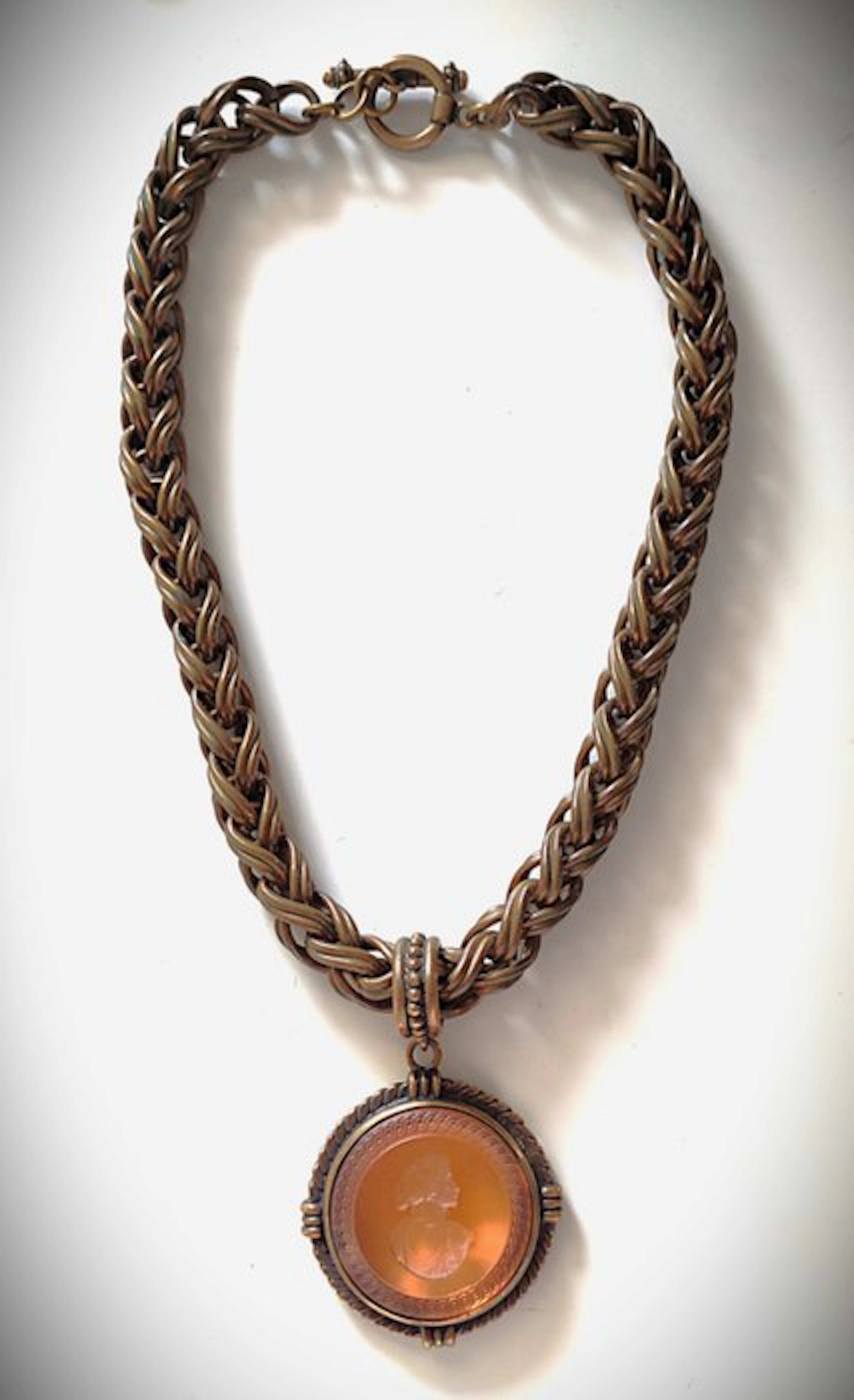 Necklace with pendant Bronze - Bronze cameo necklace Pari