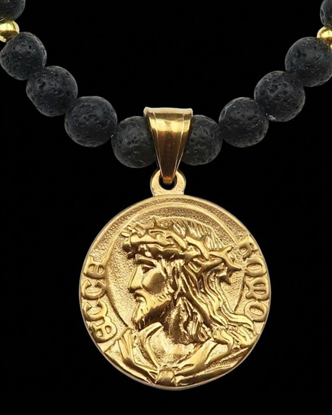 Lava stone necklace - Christ - Strength of the Soul and...