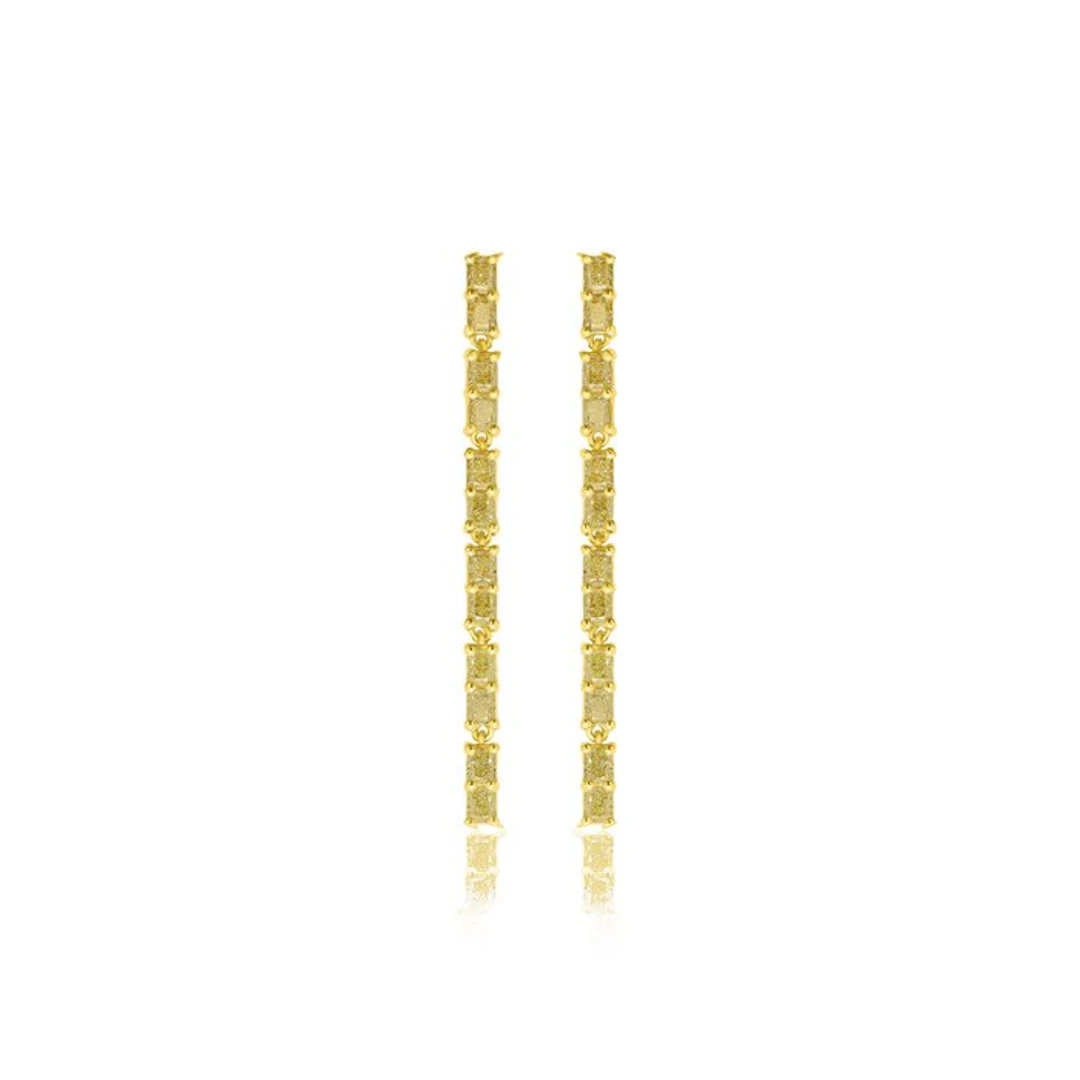 Earrings - 18 kt. Yellow gold - 3.50ct. tw. Yellow Diamond (Natural coloured)