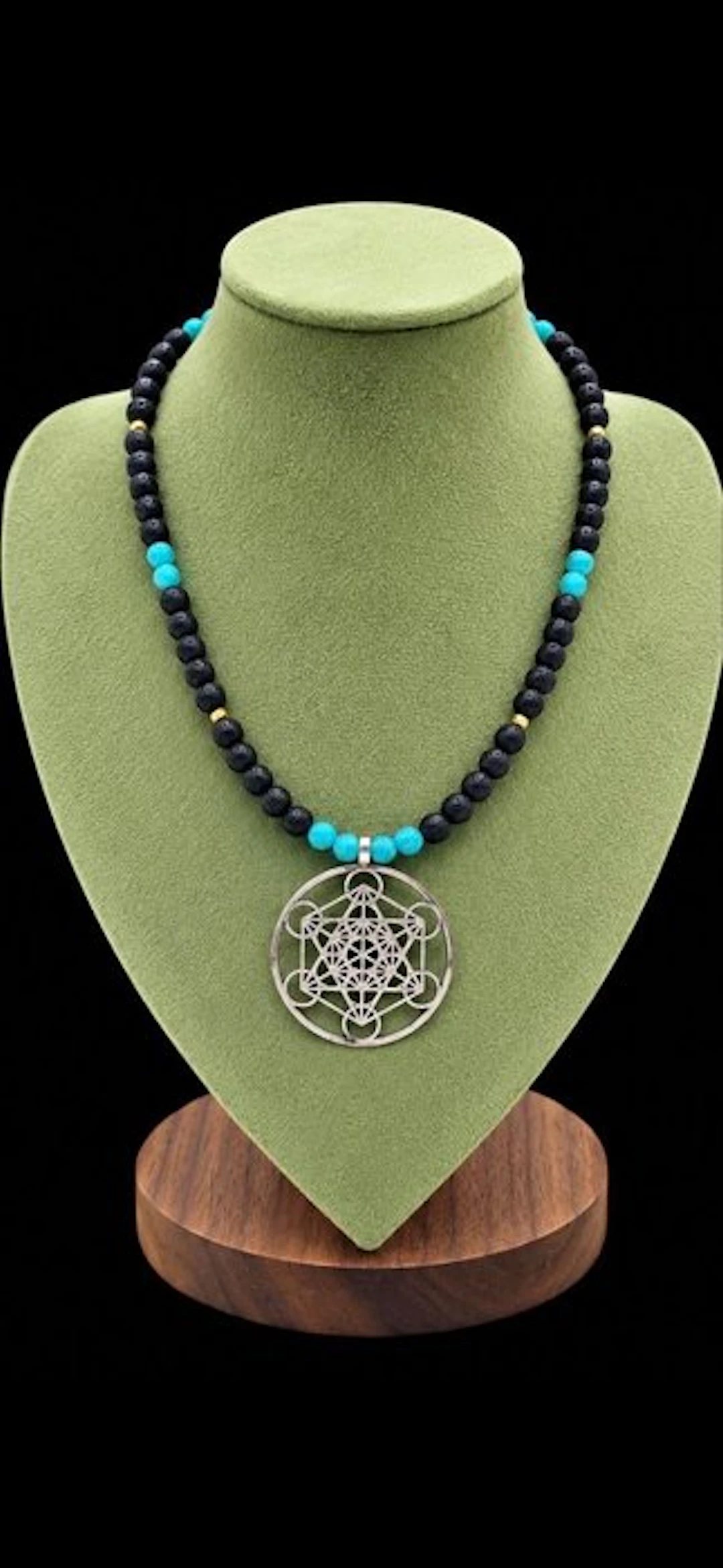 Handmade necklace with volcanic lava beads