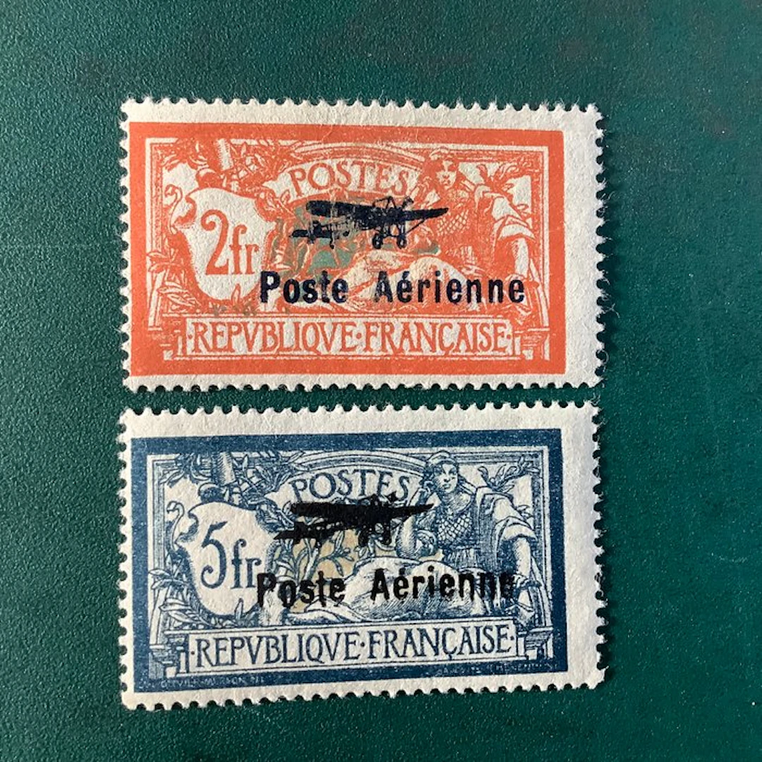 France 1927 - First Airmail set signed Brun - MH - Yvert 1/2