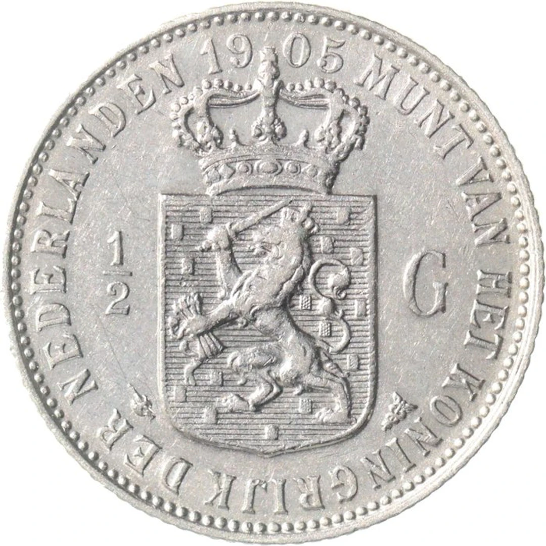 Netherlands. Wilhelmina. 1/2 Gulden 1905 (No reserve price)