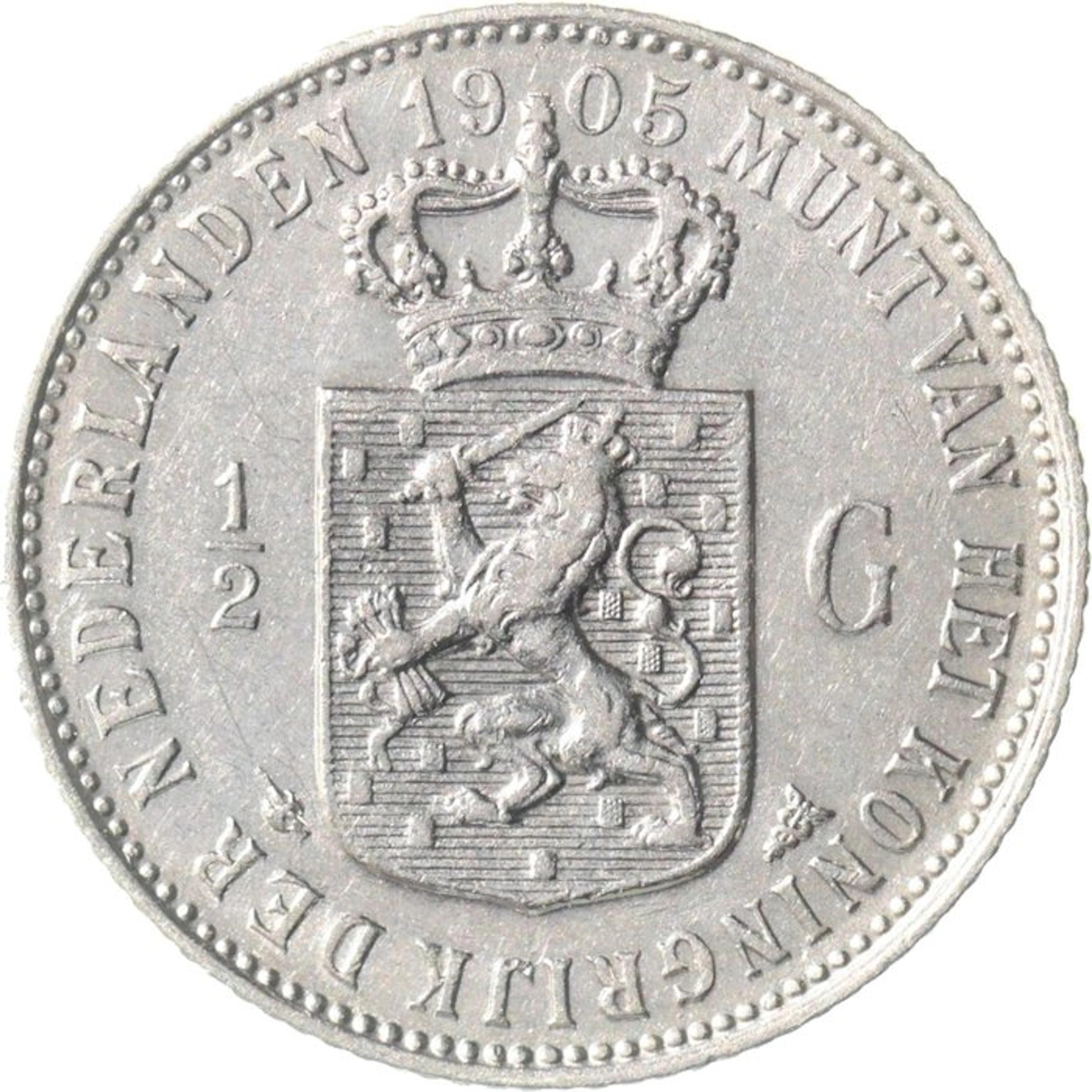 Netherlands. Wilhelmina. 1/2 Gulden 1905 (No reserve price)