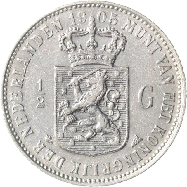 Netherlands. Wilhelmina. 1/2 Gulden 1905 (No reserve price)