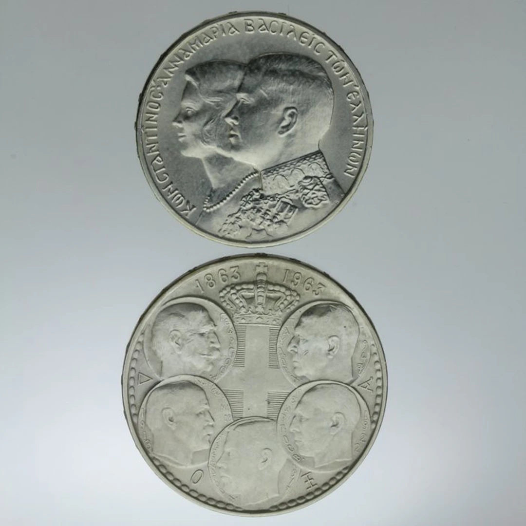 Greece. 30 Drachmes 1963/1964, 2 pièces Argent (No reserve price)