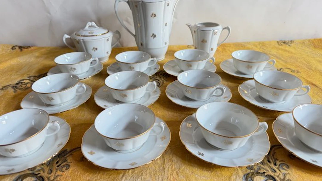 Exclusive Limoges design France - Coffee set (27) - Bouquet -Fleurs- LCS&C