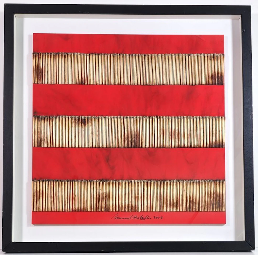 Bernard Aubertin (1934-2015) - Dessin de Feu sur Table Rouge