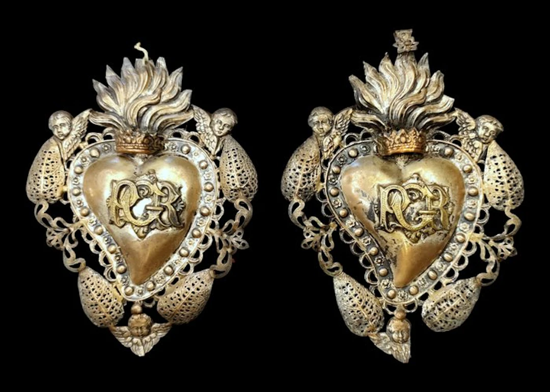 Ex voto (2) - Silvered hammered copper - 1800-1850 - By the grace received