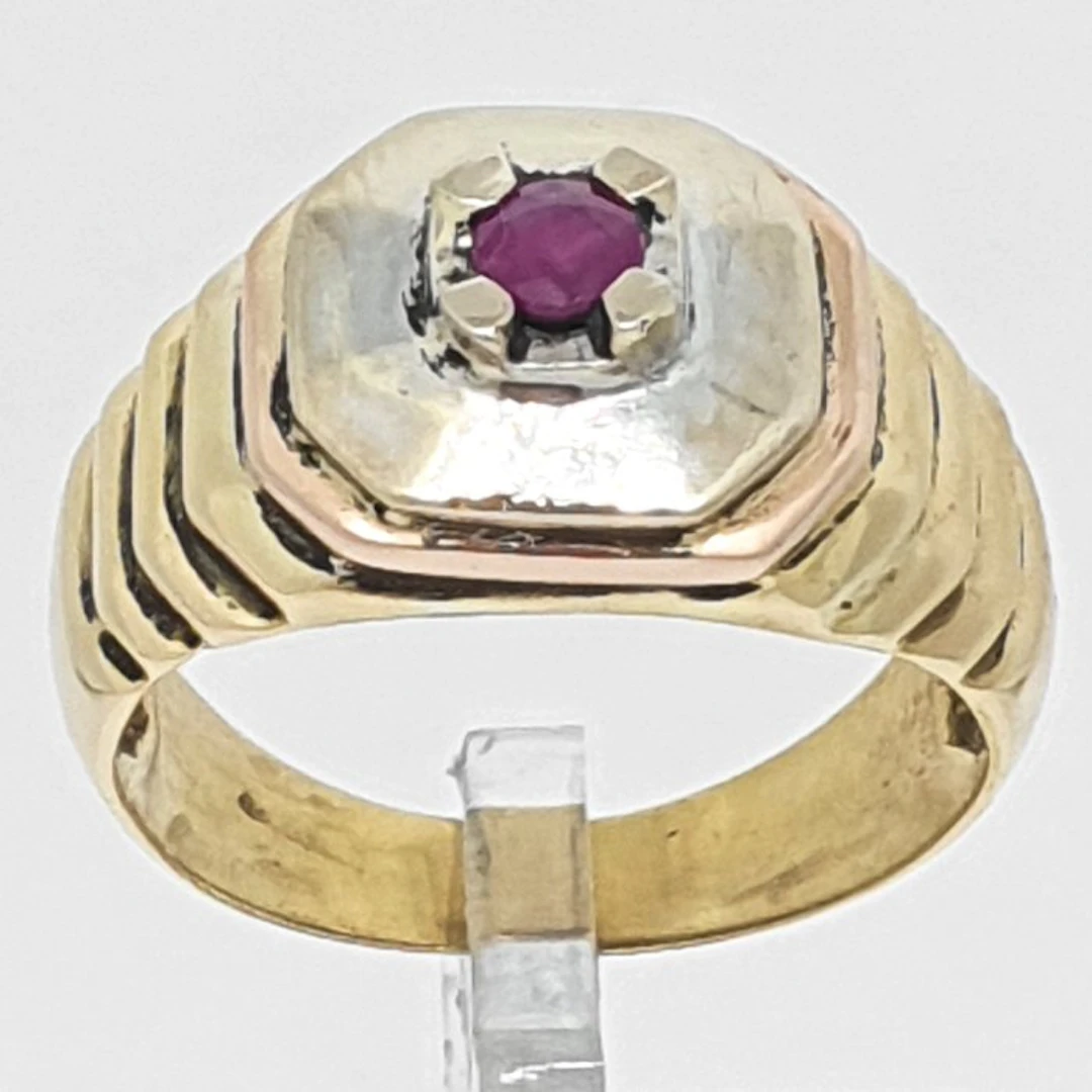 Ring - 18 kt. White gold, Yellow gold, Rose gold - 0.15ct. tw. Ruby