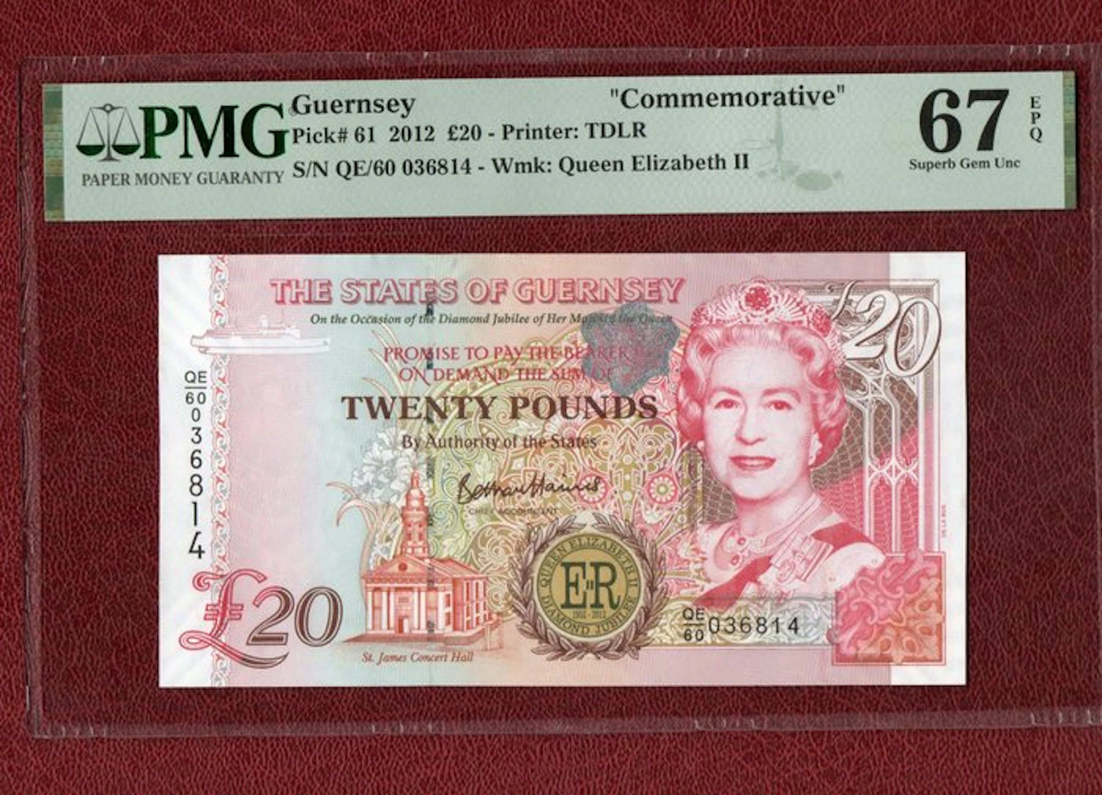 Guernsey. - 20 Pounds 2012 - Commemorative - Pick 61 (No reserve price)