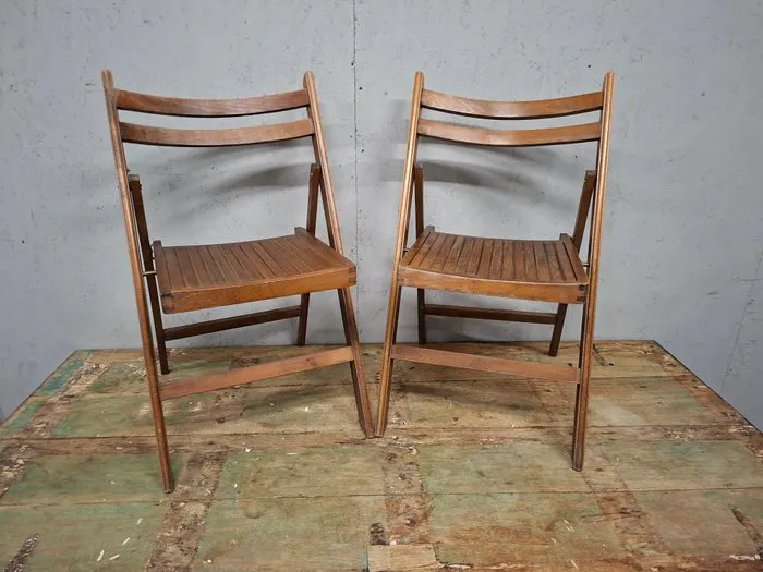 Chair - Beech - Two folding chairs