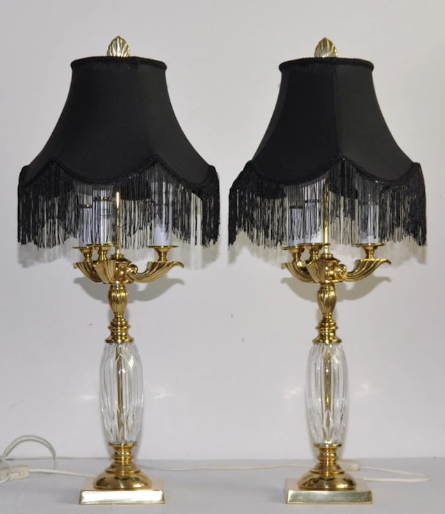 Table lamp (2) - Brass, Crystal
