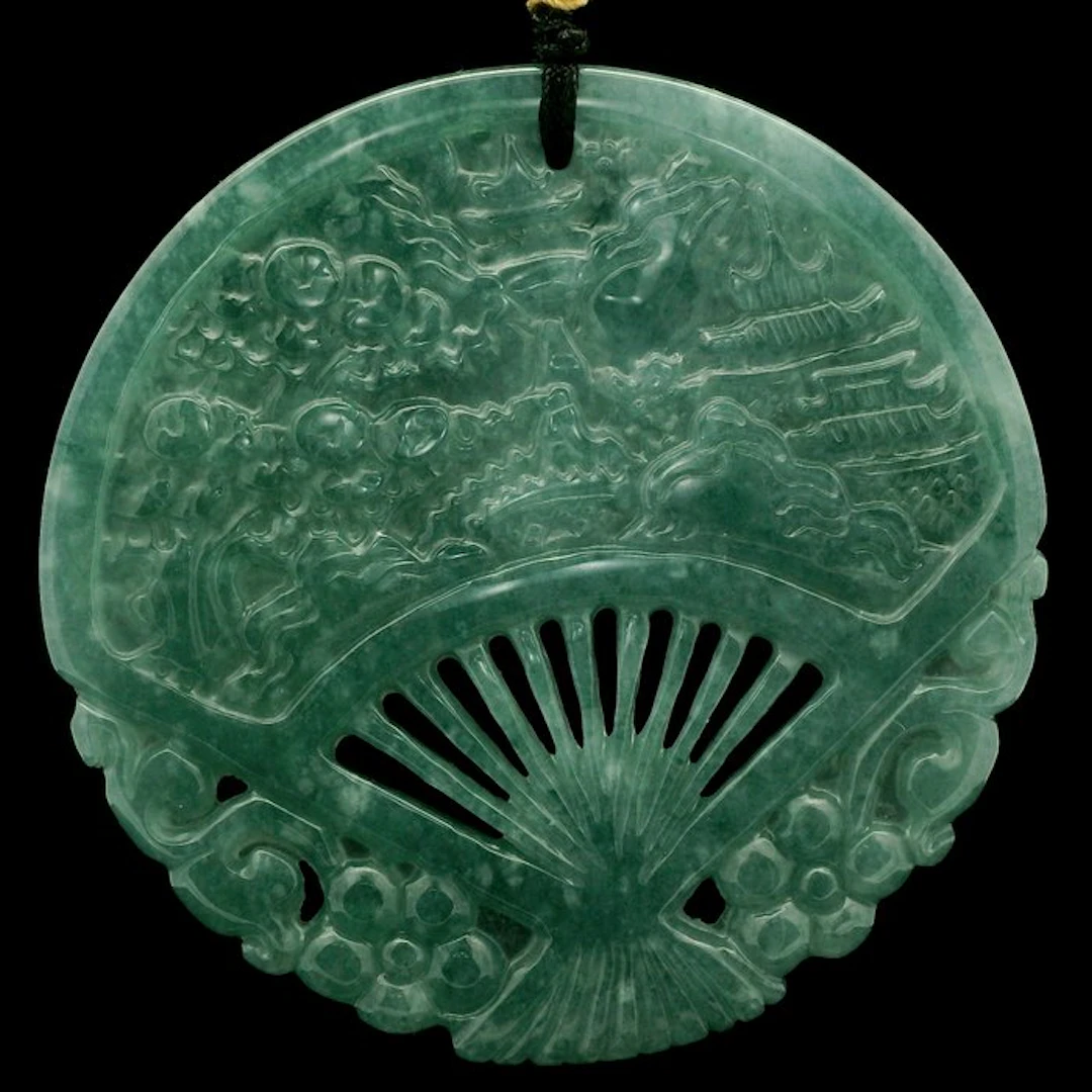 Jade - NGTC Certified Type A Light Green Jadeite Fan...