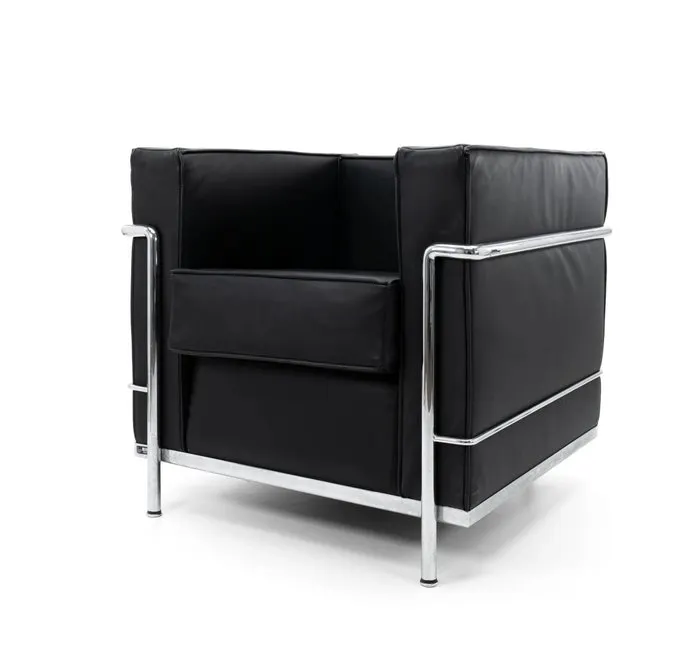 Cassina - Le Corbusier - Armchair - LC2 - Stainless steel, Synthetic leather