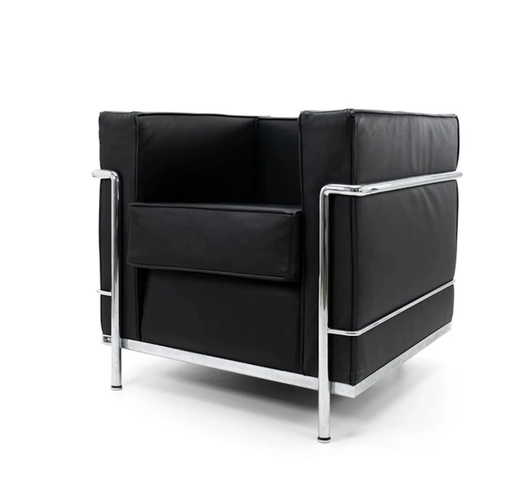 Cassina - Le Corbusier - Armchair - LC2 - Stainless steel, Synthetic leather