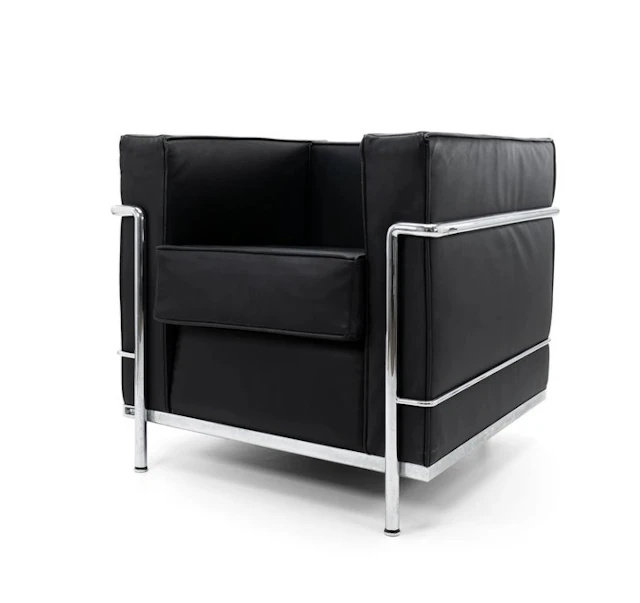 Cassina - Le Corbusier - Armchair - LC2 - Stainless steel, Synthetic leather