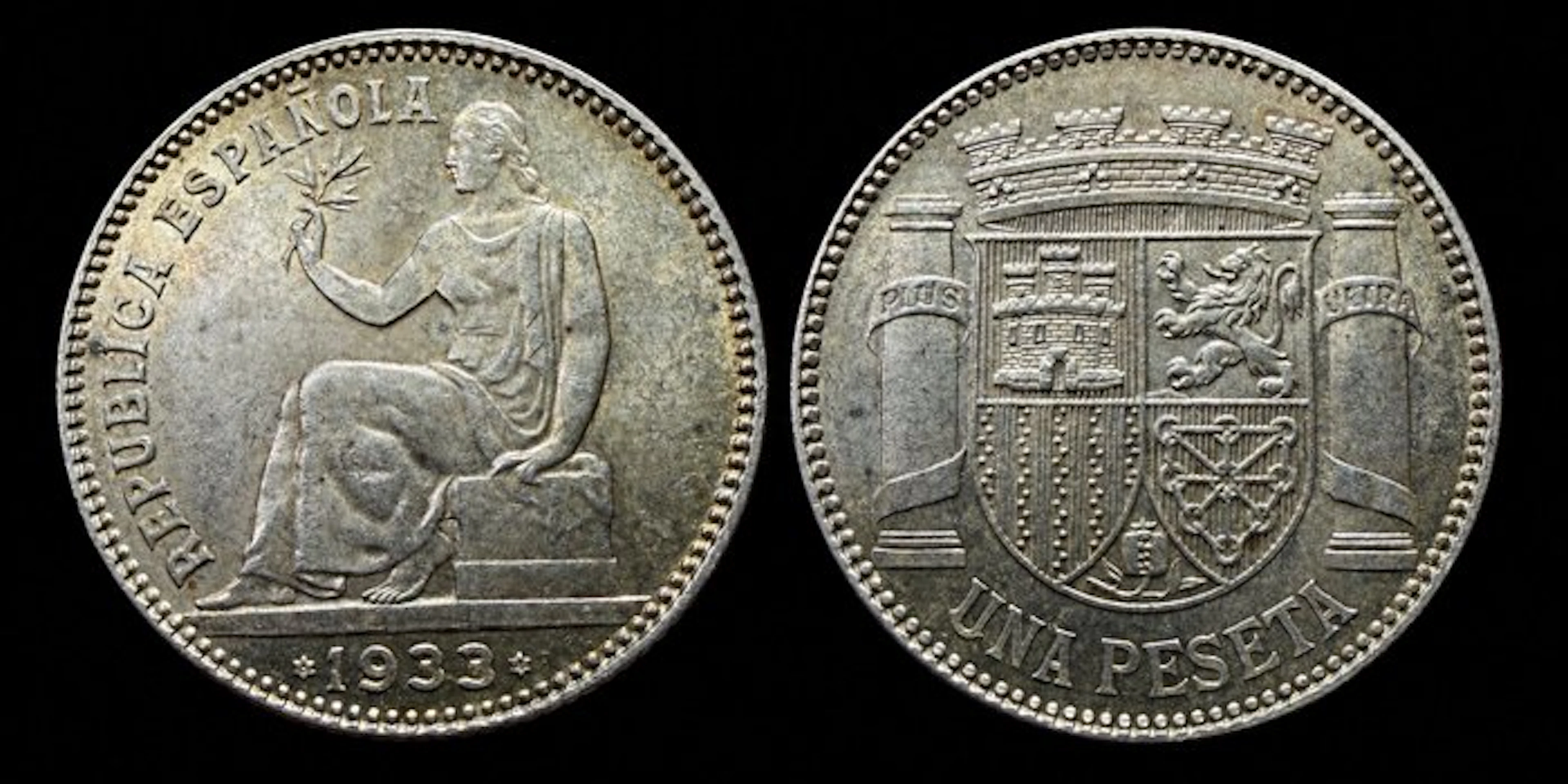 Spain. Second Spanish Republic. 1 Peseta 1933*34 (No reserve price)