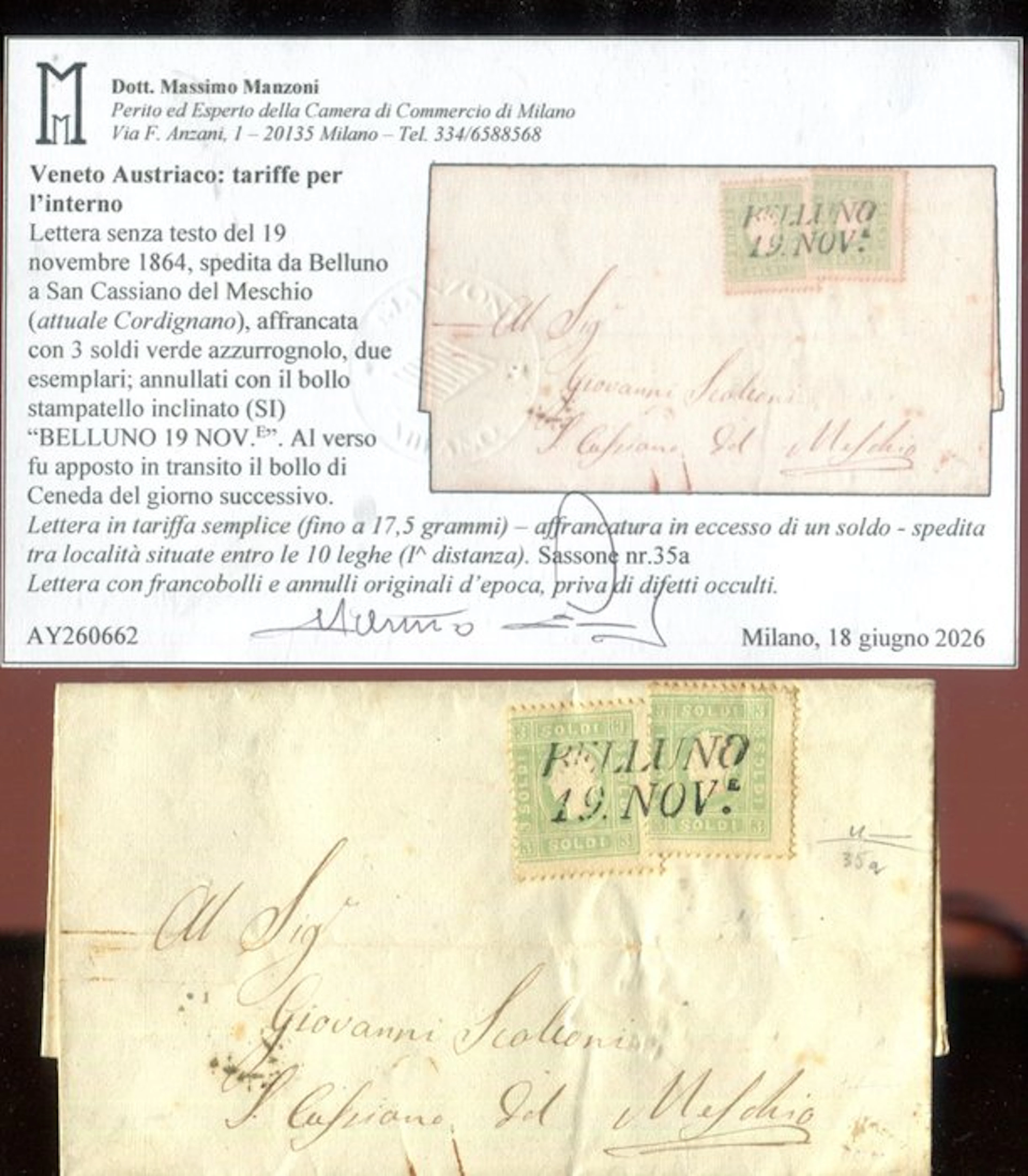 Italian Ancient States - Lombardo Veneto 1862 - Splendid overfranked