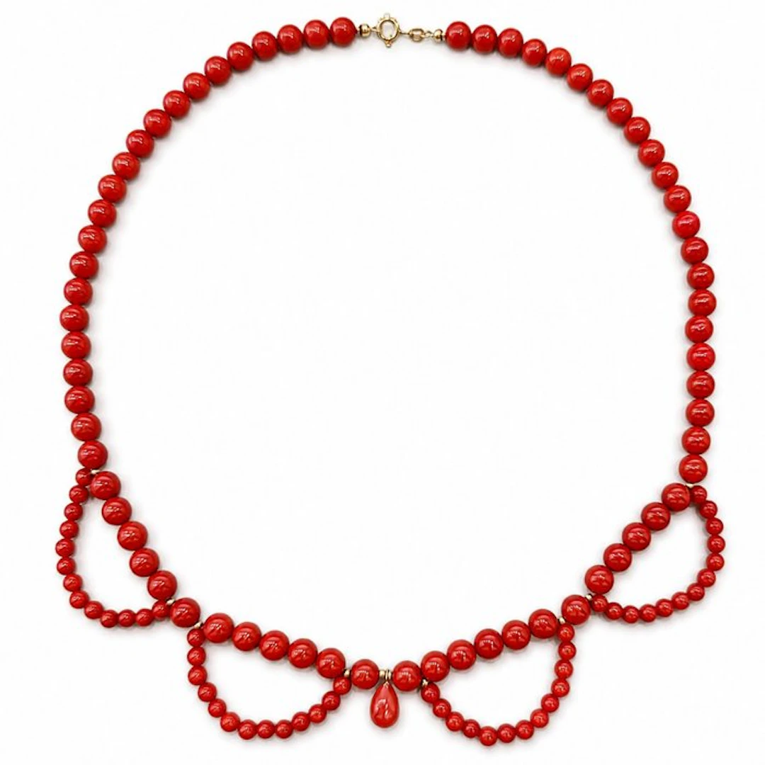 No reserve price - Necklace Silver Coral - Coral