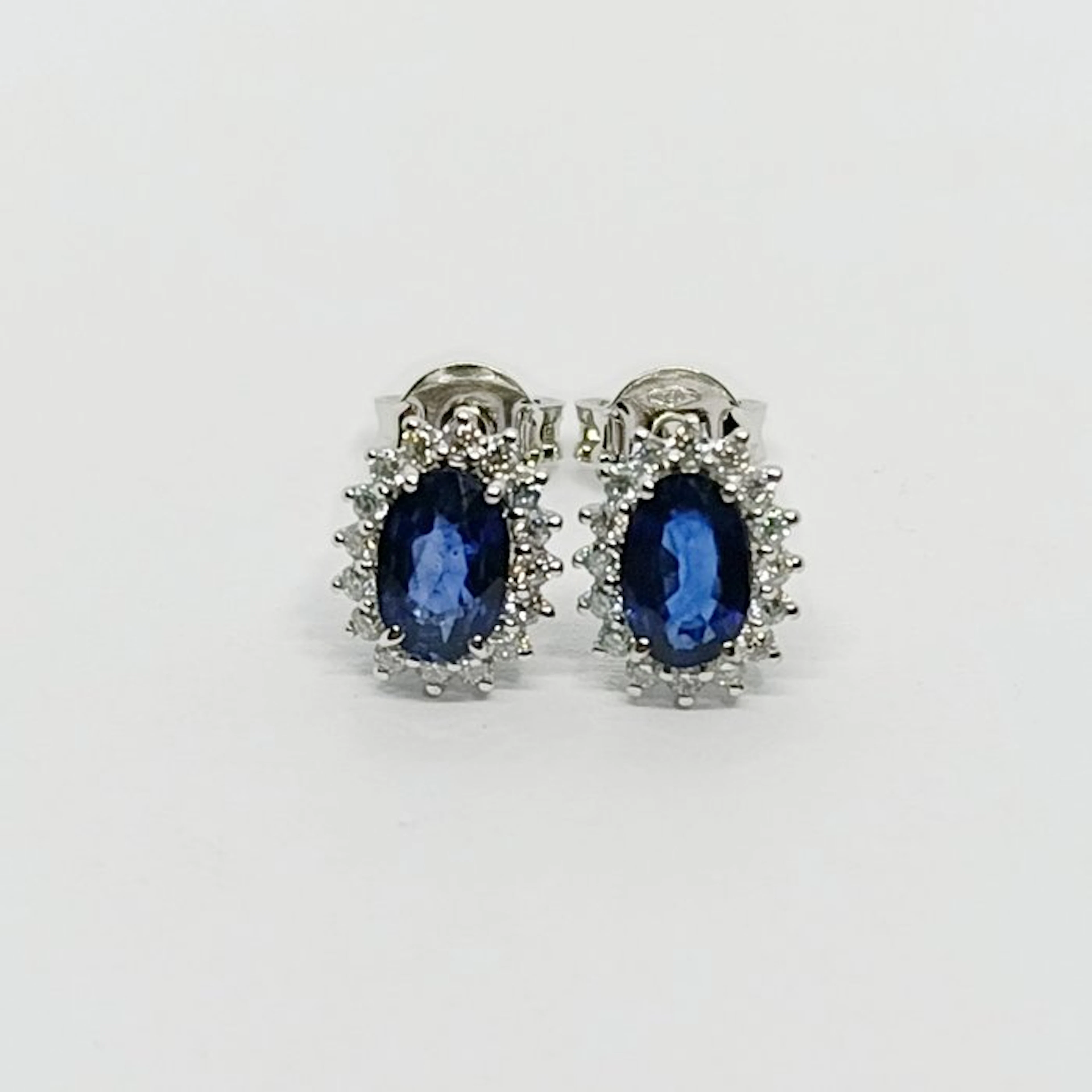 No reserve price - Cocktail earrings - 14 kt. White gold Sapphire - Diamond
