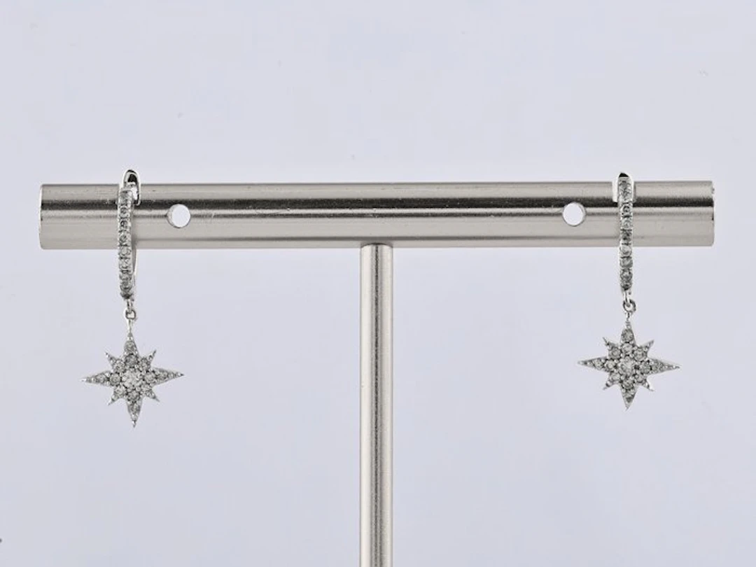 No reserve price - Earrings - 14 kt. White gold - 0.31ct. tw. Diamond (Natural)