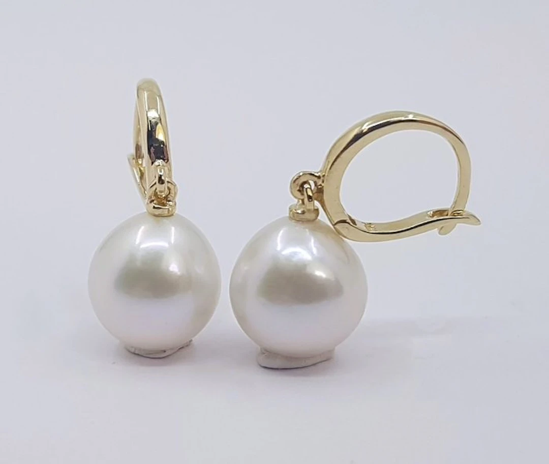 Earrings - 14 kt. Yellow gold - 10x11mm Edison Pearls