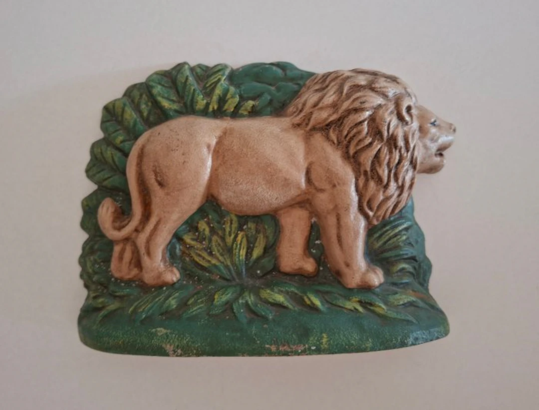 Tope de puerta LEÓN Art Deco, hierro fundido POLICROMADO - Doorstop - Cast iron