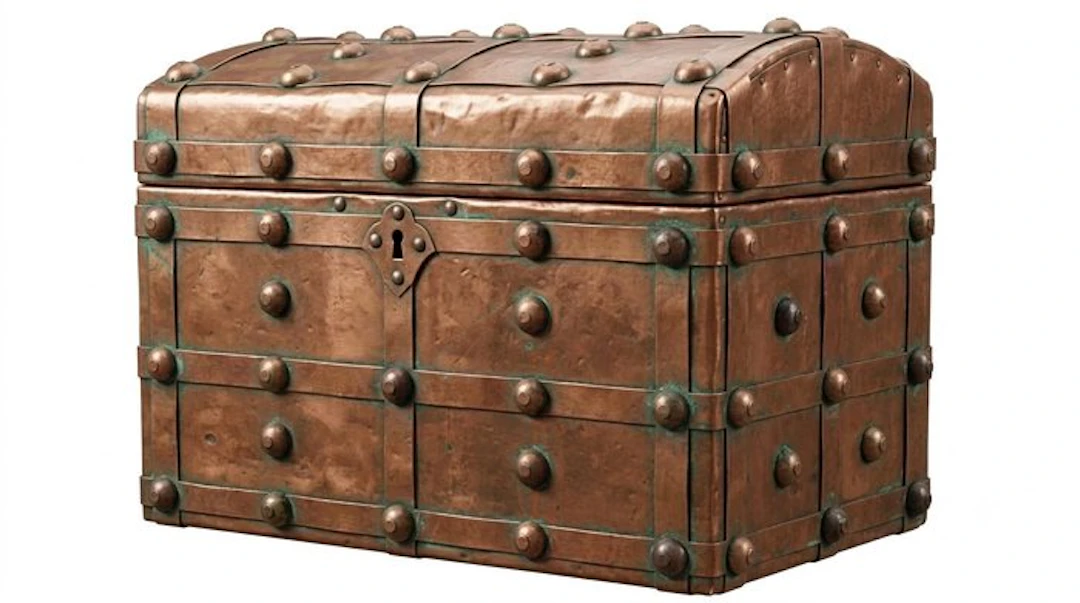 Strong box - Wood, Copper - North Africa - late 19th - early 20th century