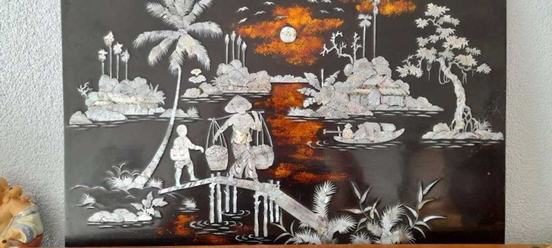 Panel - Hardwood - Vietnam - Inlaid panel (No reserve price)