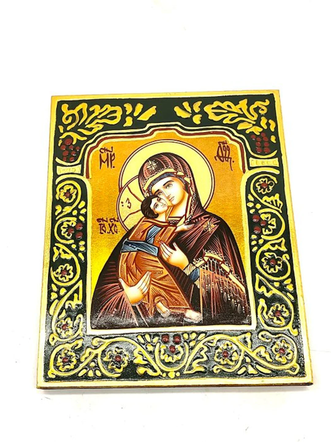Icon - Icon of the Madonna of Tenderness with certificate - Wood - Hand-painted