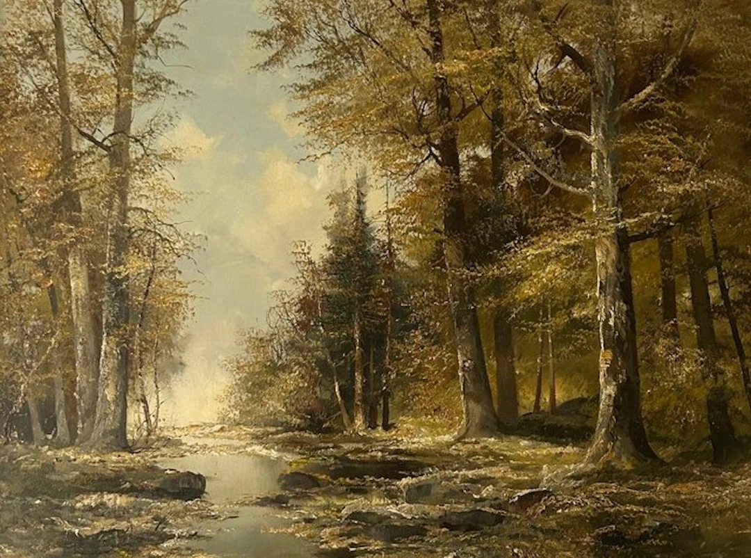 Josef Kugler (1913–2011) - Herbstliche Waldlandschaft mit Bachlauf