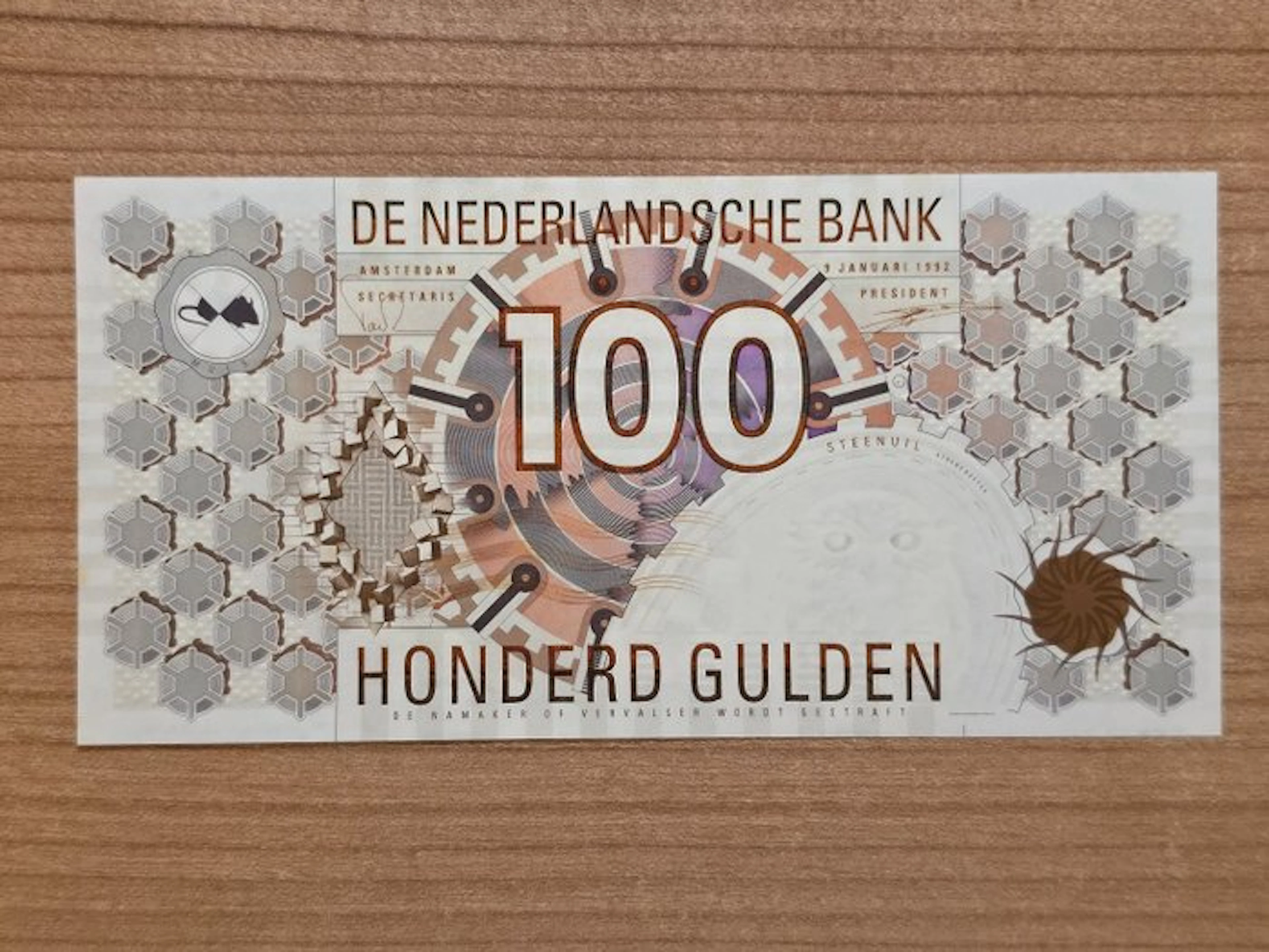Netherlands. - 100 Gulden 1992 (Steenuil) - PL124.b (No reserve price)