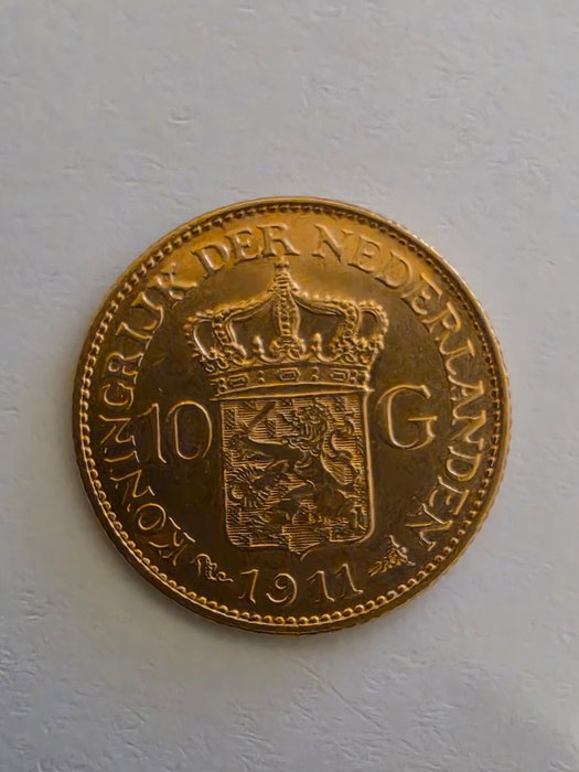 Netherlands. Wilhelmina. 10 Gulden 1911