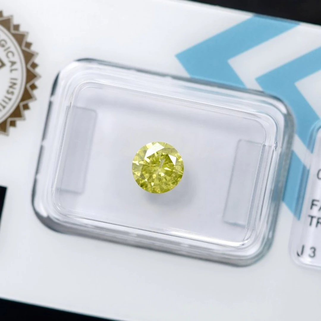 1 pcs Diamond (Colour-treated) - 0.89 ct - Round - Fancy...