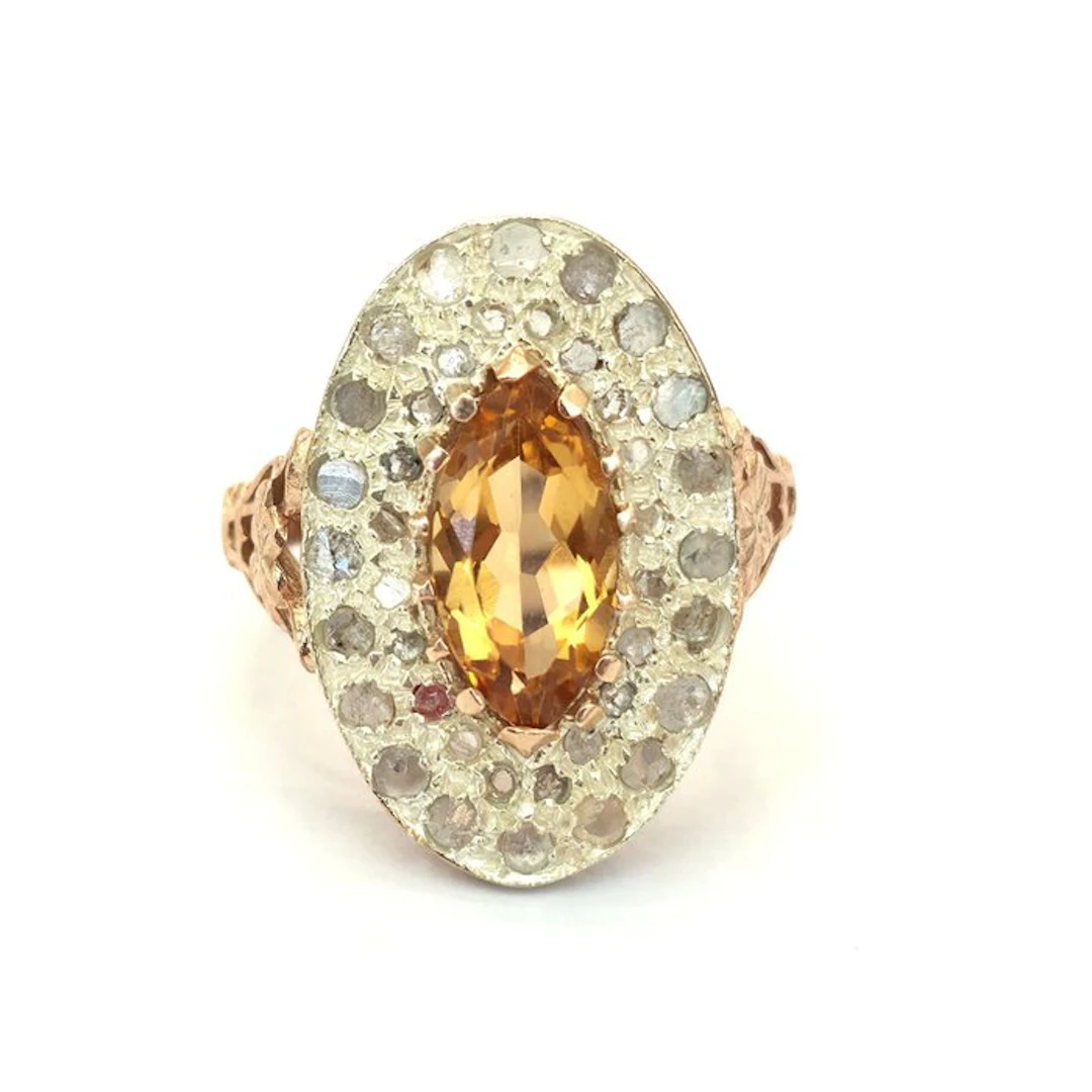 No reserve price - Ring - 9 kt. Rose gold, Silver Spinel - Diamond