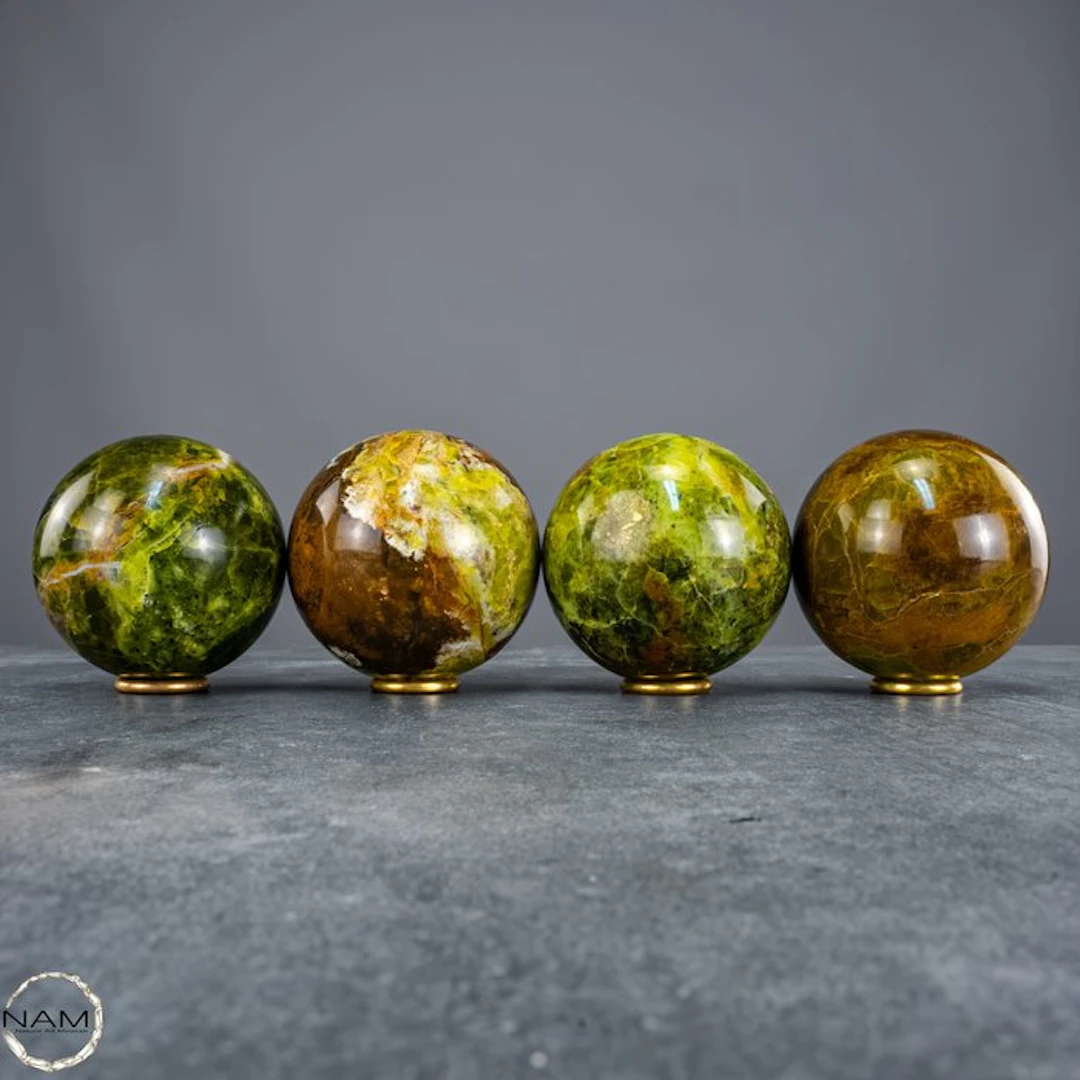 Green Opal Sphere Set – Vibrant energy in its perfected form.- 2074.14 g - (4)