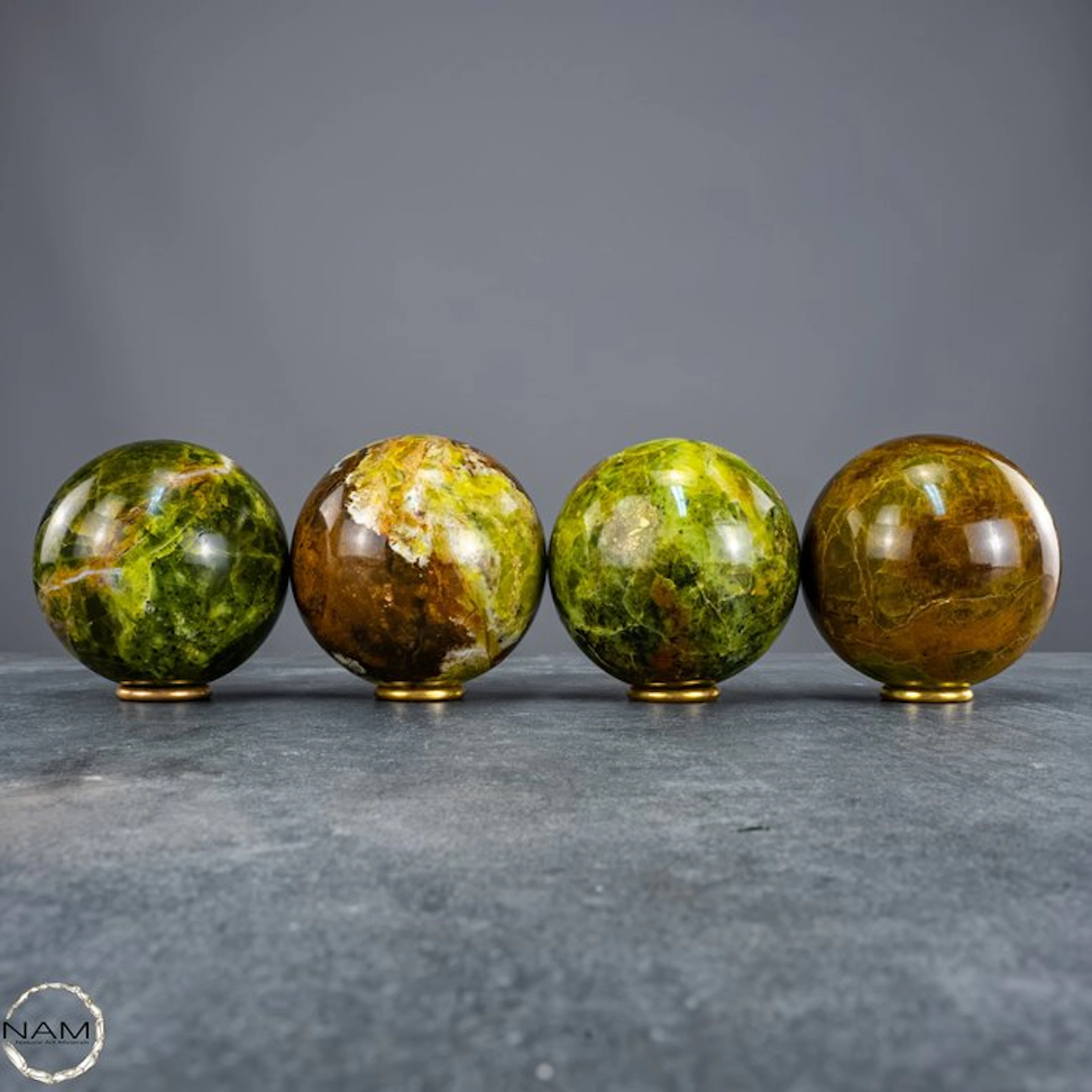 Green Opal Sphere Set – Vibrant energy in its perfected form.- 2074.14 g - (4)
