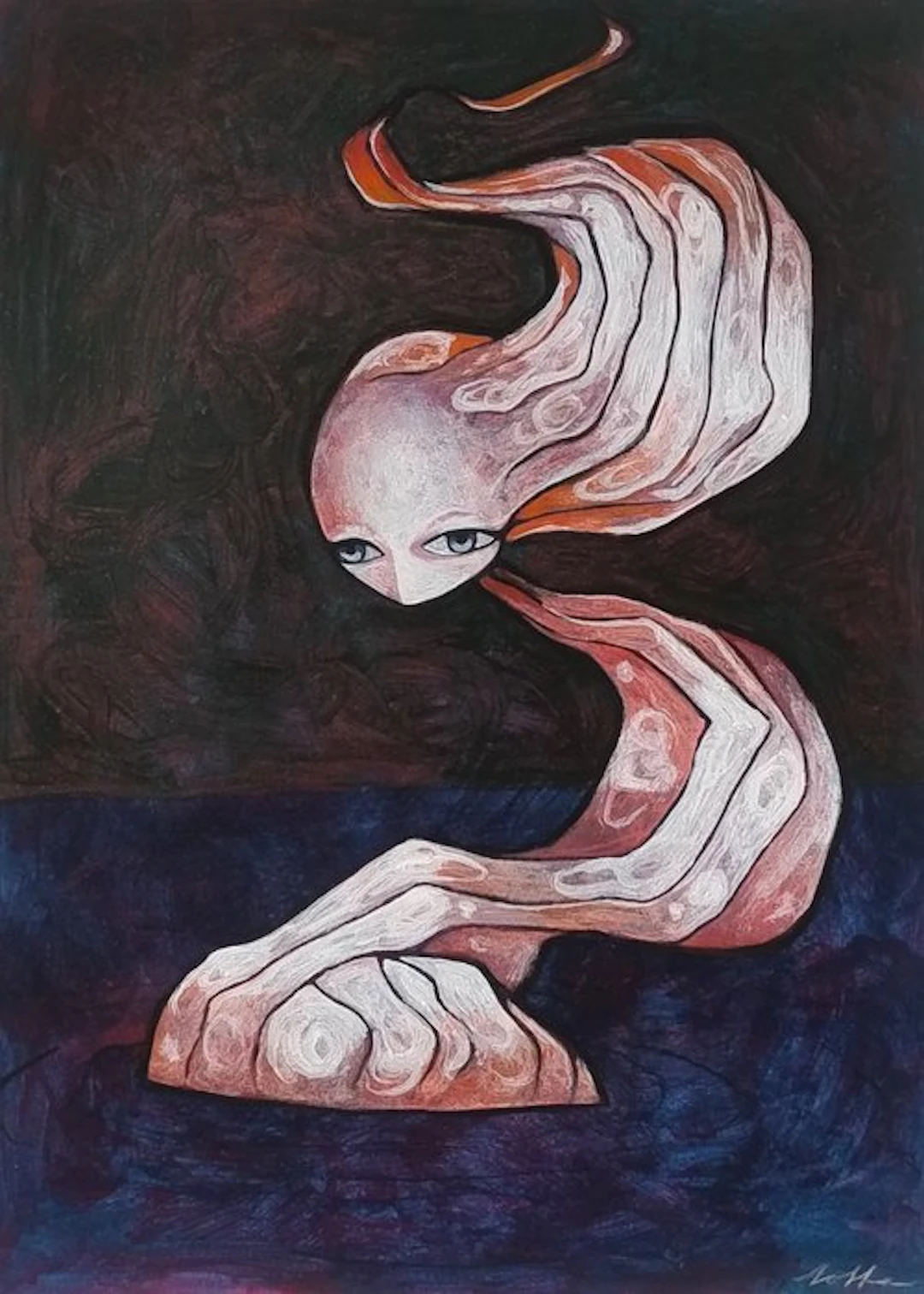 Lotte Teussink - Water Spirit – Original painting on paper – 38 × 28 cm