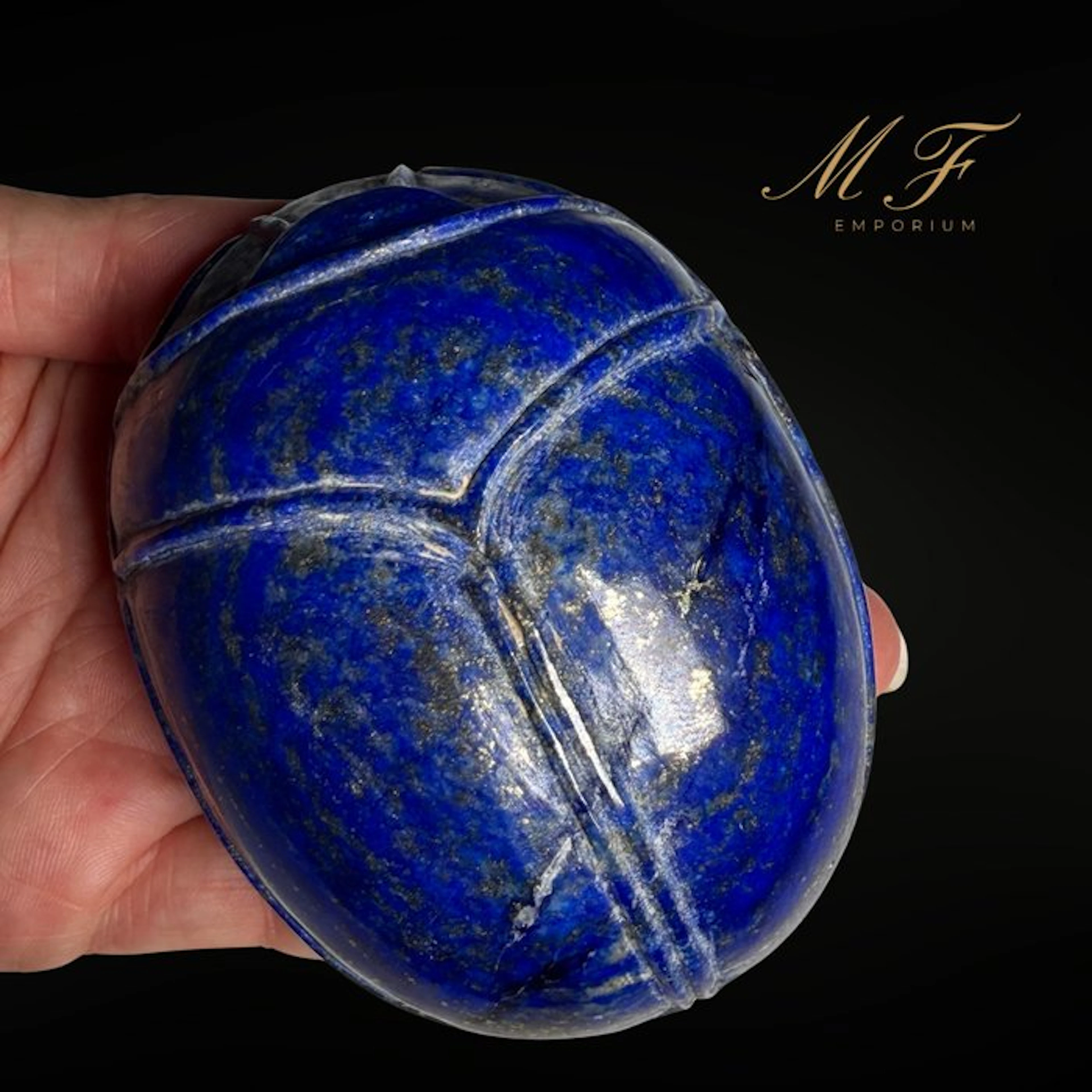 XXL Egyptian Talisman - Scarab in Lapis Lazuli Carving...
