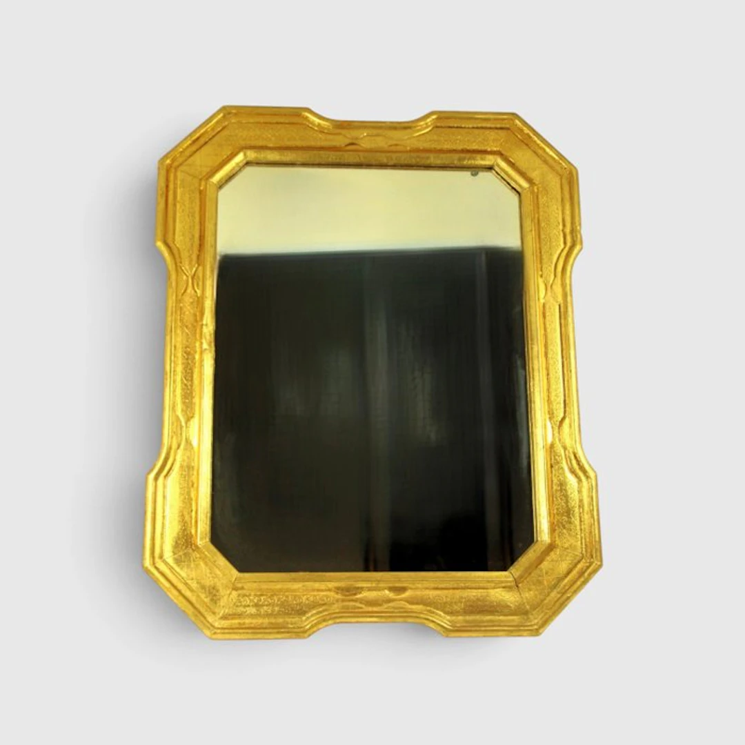 Wall mirror- Tray-frame gilded with real gold leaf