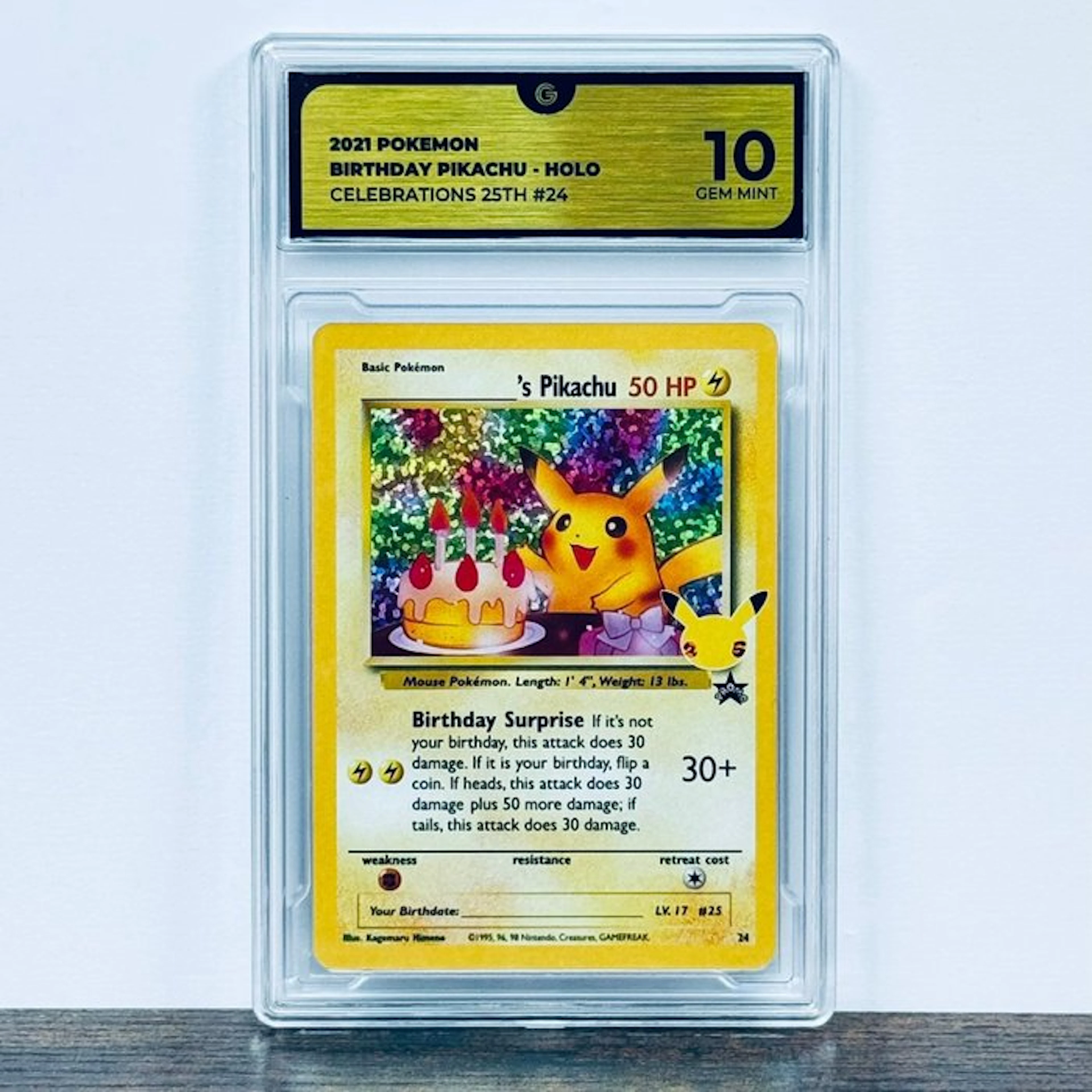 Pokémon Graded card - Birthday Pikachu 24 – Pokémon - GG 10