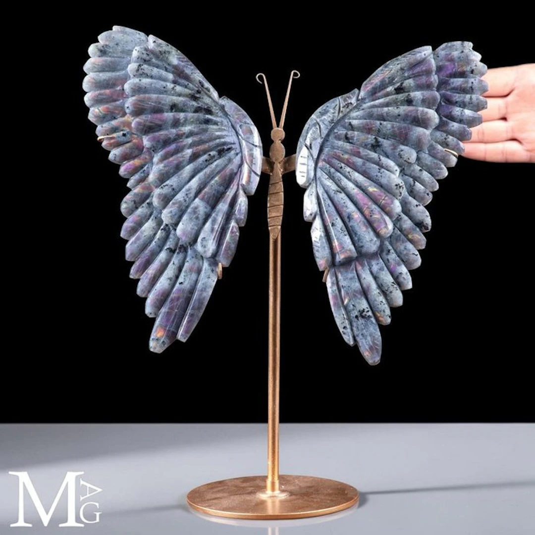 Exquisite Rainbow Labradorite Carving - Butterfly Wings...