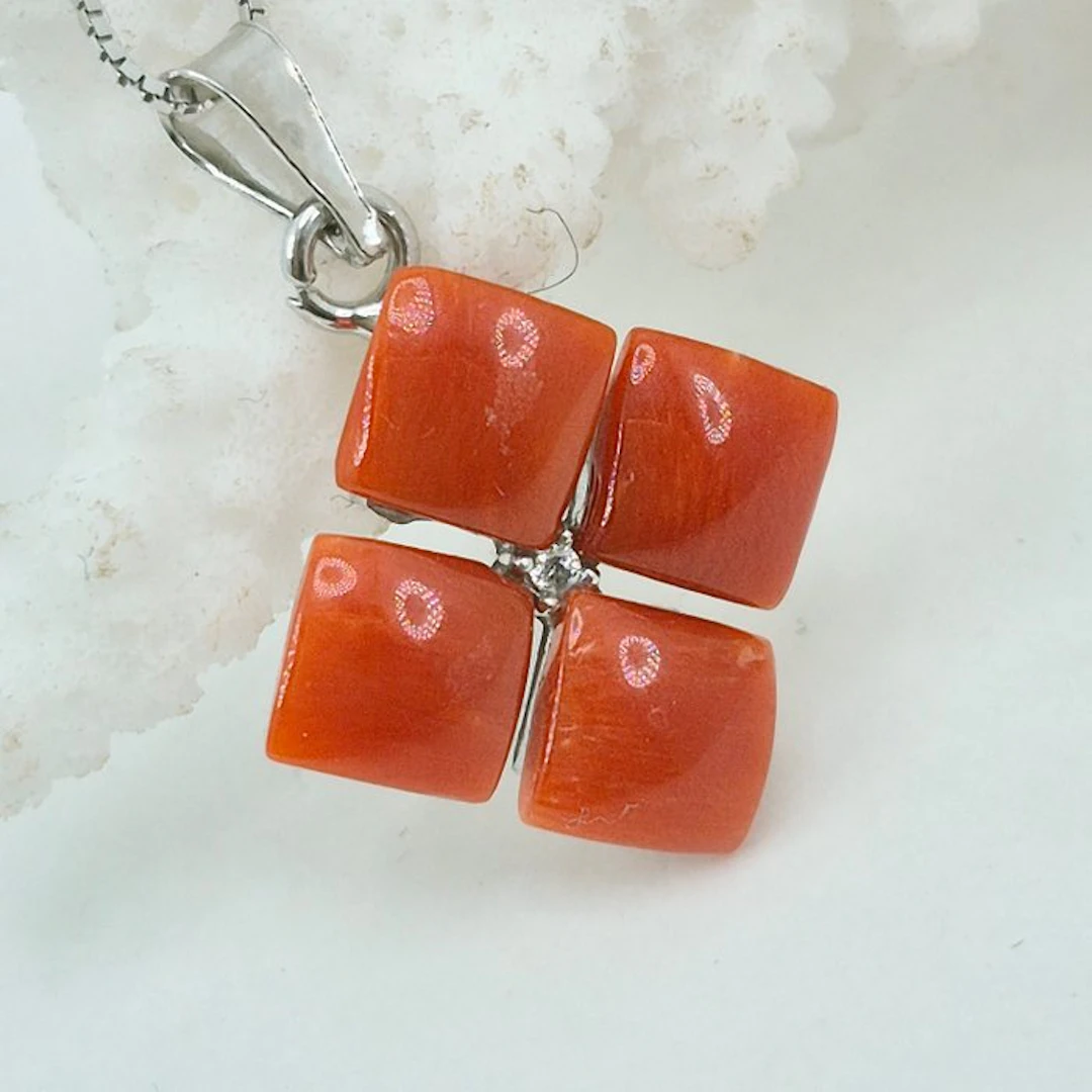 Coral - Silver, No Reserve - Necklace with pendant - CORALLO MEDITERRANEO