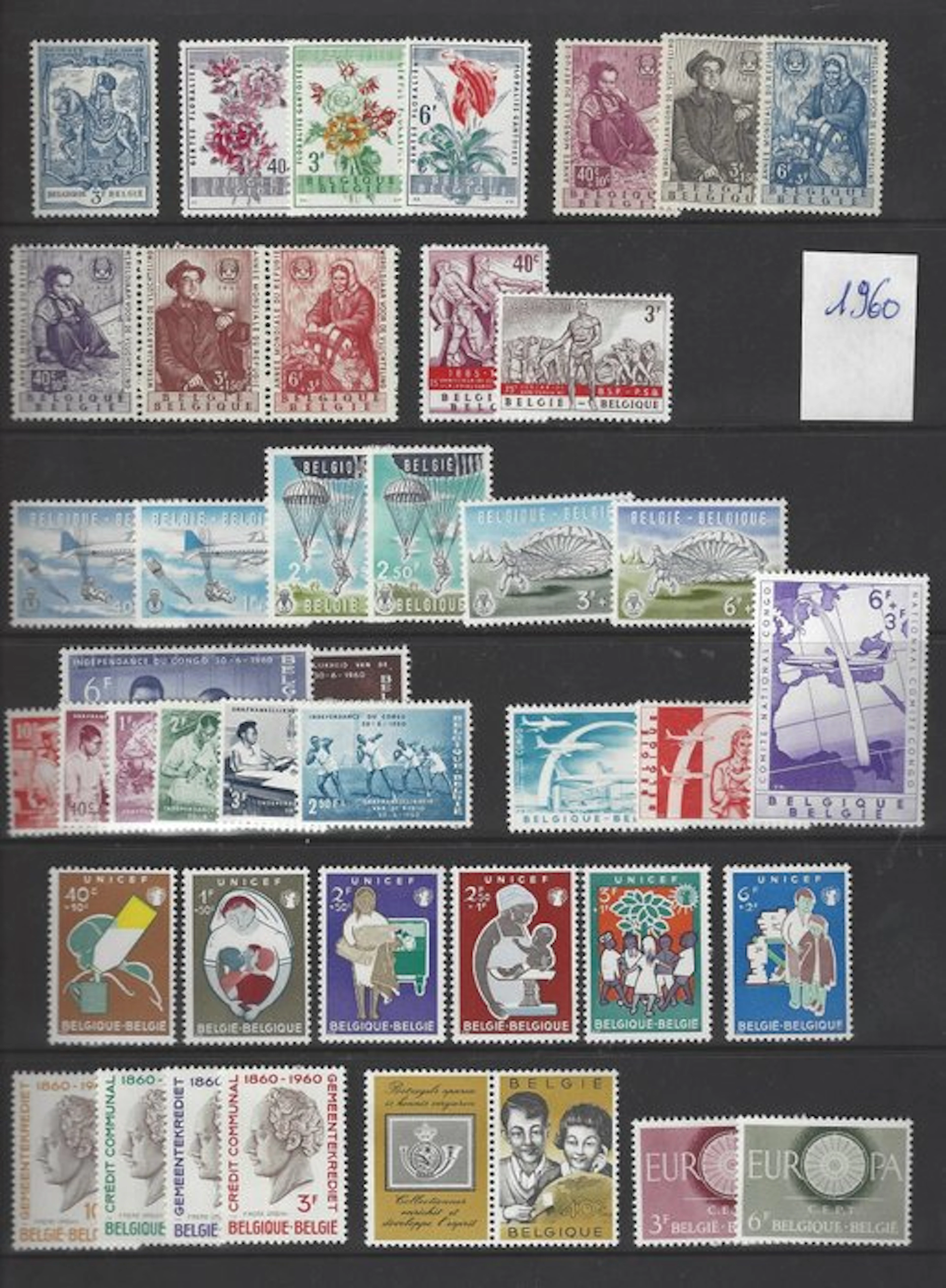 Belgium 1960/1969 - 10 complete year issues with the...