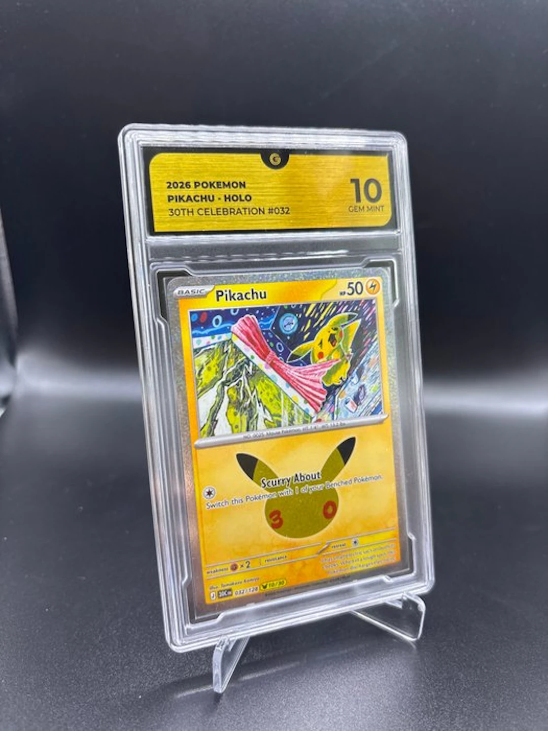 Pokémon - 1 Graded card - Pikachu 032 30TH Anniversary Holo - GG 10